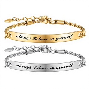 Bracciale in Acciaio Inossidabile 5MM ID Regolabile Elettroplaccato da Donna 'Sempre Fidati di Te Stesso' - Product Image 1