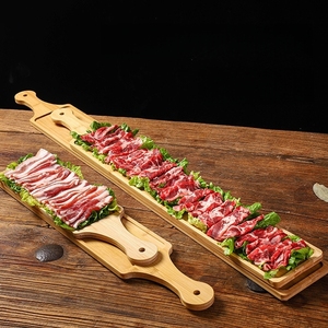 Plateau en bambou long personnalisable avec poignée, plateau de service pour viande et fondue - Product Image 5