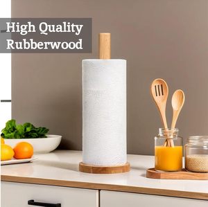 Nouveau support de papier absorbant en bambou pour cuisine, distributeur de serviettes en papier sur pied, support de rouleau de serviettes de salle de bain, organisateur de rouleaux de papier pour comptoir - Product Image 4