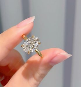 Xinfly 18K Solid Real Gold Trendy DE VS1 3CT <b>Solitaire</b> IGI Lab Grown Diamond Oval Cut <b>Ring</b> for Wedding Engagement - Product Image 2