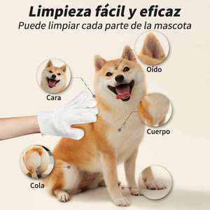 Guantes de tela para limpieza corporal de mascotas con aceite de aloe y jojoba para perros y gatos, sin enjuague ni perfume - Product Image 2