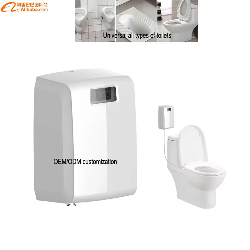 2024 China, Venta caliente personalizada, limpiador de inodoro a batería, dispensador automático de desinfectante urinario con LCD Digital