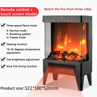 Décor de cheminée Cheminées électriques à flamme réaliste à 3 côtés avec protection contre la surchauffe et le basculement