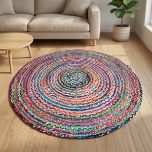 Top Quality Wholesale Multi Color Jute Rugs Home Decor Handmade Braided Jute <b>Round</b> Rug <b>Round</b> <b>Carpet</b> From India Wholesale - Product Image 2