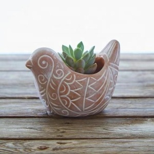 Maceta de mesa pequeña, Material de cemento con forma de pájaro Animal bonito, maceta suculenta para decoración de hogar y jardín - Product Image 1