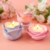 Moule en silicone pour bougeoir en forme de rose J10-206, base de bougie en plâtre, moule pour pot de fleurs en ciment DIY, vase