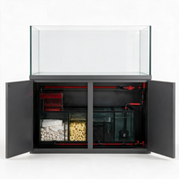 Ensemble d'aquarium avec support en aluminium peint et filtration par sump de fond à débordement d'angle