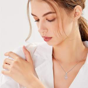 Collana <span class=keywords><strong>Ballerina</strong></span> in Argento, Gioielli con Zirconia Cubica, Collana a Forma di Scarpette da Ballo per Donne, Ragazze e Bambine - Product Image 4
