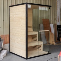 Ruang Sauna Kayu Solid Buatan Khusus Kabin Prefabrikasi Pintu Kaca Kompor Sauna Termometer Higrometer untuk Rumah Hotel