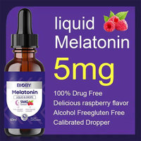 Gouttes liquides de mélatonine Bioby à marque privée OEM 5mg Framboise Force Maximale Soutien Sommeil Profond Sublingual 60ml Adultes