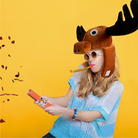 Chapeau d'hiver de plage en peluche amusant en forme de cerf de dessin animé, motif élan marron, pour carnaval européen et américain, modèle transfrontalier