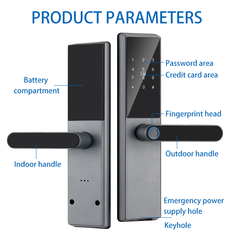 Tuya Smart Wifi Steel Lock Aluminum Handle Security Magnetic Key Card Fingerprint Access Password for Hotels Memory Card · image 6