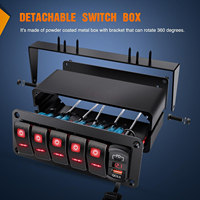 Panel saklar Rocker Universal, Voltmeter USB 3.0 pengisian cepat 5 v-24 V dan 1 Gang untuk kendaraan laut dan truk (merah)