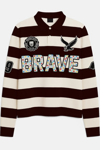 Maglietta a <span class=keywords><strong>manica</strong></span> <span class=keywords><strong>lunga</strong></span> con <span class=keywords><strong>Polo</strong></span> con ricamo in strass di spugna francese a strisce termiche personalizzate - Product Image 2