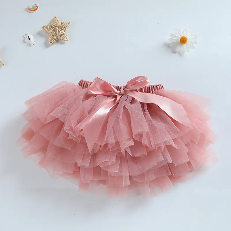 Wholesale boutique New Arrival solid color ruffle baby bloomer for girl kids Soft Tulle Diaper Cover Newborn Baby Cotton Pants