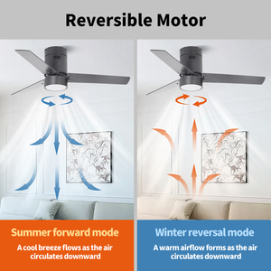 Ventilateur de <span class=keywords><strong>plafond</strong></span> silencieux de 44 pouces avec lumière, style minimaliste, <span class=keywords><strong>noir</strong></span>, décoratif, à montage encastré - Product Image 4