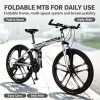 Vélo de montagne pliable en acier, 21 vitesses, fourche à suspension, 27 pouces, homme, d'occasion, prix bas