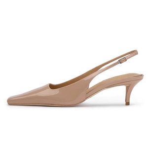 Women Small Square Toe Sandals Sexy Dress Patent Stiletto Low Heels Back Buckle Strap on Slingback <b>Shoes</b> - Product Image 6