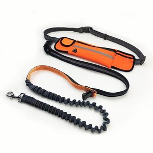 Elastik ayarlanabilir çift Bungee köpek tasmaları yastıklı bel su geçirmez çanta eller serbest köpek tasma koşu için - Product Image 2