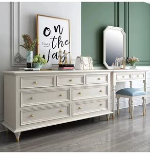 Chambre à coucher française <span class=keywords><strong>de</strong></span> luxe Armoire avant <span class=keywords><strong>de</strong></span> <span class=keywords><strong>lit</strong></span> Salon Commode <span class=keywords><strong>de</strong></span> rangement 9 tiroirs Meubles minimalistes en bois massif - Product Image 4