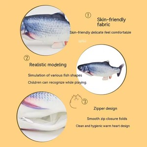 Promoción Venta Interactivo Floppy Fish Cat Toy USB Cargado y lavable con <span class=keywords><strong>Catnip</strong></span> 10PCs MOQ Plástico Metal Regalos para gatos - Product Image 6