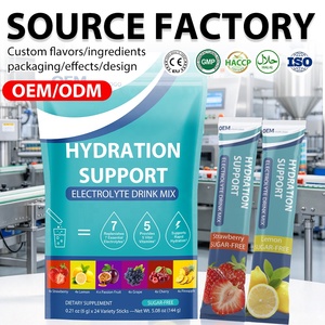 OEM 24 Sticks Vegan Electrolytes Drinks Mix Powder Sachet Daily Fast Hydration Supplement No <b>Sugar</b> Electrolyte Powder <b>Packets</b> - Product Image 1