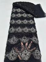 Tissu de robe de cérémonie haut de gamme, tissu brodé de sequins haute densité pour robe de mariée, tissu brodé de perles multicolores.