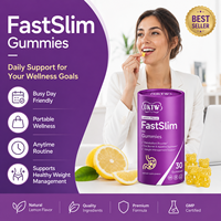 Gomitas Botánicas OKTW FastSlim con Sabor a Limón, 30 Unidades, Aumentan el Metabolismo, Controlan el Apetito, Controlan el Peso