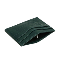 Porte-cartes fin en cuir PU motif crocodile, portefeuille minimaliste avec blocage RFID pour poche avant, personnalisable pour homme