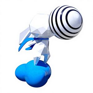 Grandes sculptures géométriques de lapins en fibre de verre pour l'extérieur, décorations animales de dessin animé sculptées en rond pour parcs et espaces verts - Product Image 1