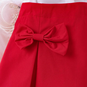 Nuovi <span class=keywords><strong>vestiti</strong></span> <span class=keywords><strong>estivi</strong></span> europei e americani per bambini con maniche arruffate per bambini camicia bianca + gonna a fiocco rosso Set di abbigliamento per ragazze 2 pezzi - Product Image 5