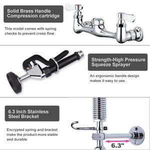 Grifo de Llenado de Fregadero Industrial Ecológico de Grado Hospitalario con Rociador de Prelavado Adicional, Grifo de Llenado Oscilante de 8 Pulgadas de Centro para Fregadero de Cocina Comercial - Product Image 3