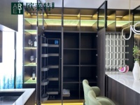 ARET Meuble de présentation de vin moderne sur mesure, étagères en verre, éclairage LED, comptoir de bar, mobilier de luxe pour la maison, garantie de 5 ans