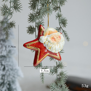 Navidad pintada cerámica roja Papá Noel colgante estilo Vintage árbol <span class=keywords><strong>de</strong></span> Navidad decoración <span class=keywords><strong>de</strong></span> cerámica - Product Image 5