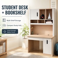 Bureau et étagère intégrés pour étudiants - Bureau d'étude moderne pour le bureau à domicile avec couleurs personnalisables
