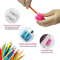 Taille-crayon manuel en plastique à double trou Liushun avec couvercle, modèle Taille-crayon-01 pour l'école et le bureau à domicile