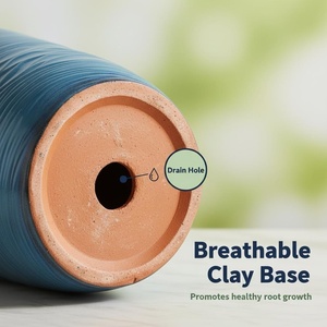 Maceta Moderna de Cerámica con Orificios de Drenaje, Acabado Esmaltado, Duradera, para Interiores, Exteriores, Jardín y Suelo - Product Image 3