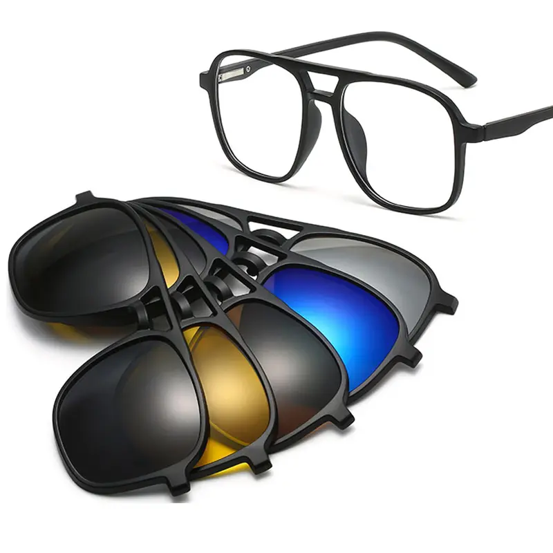 49 스타일 세련된 교환 가능한 5 in 1 클립 마그네틱 안경 럭셔리 TR 프레임 편광 음영 선글라스 포장 가방
