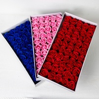 Fleur artificielle en savon épais à trois couches en gros, tête de rose pour bouquet de fête DIY, cadeau de la Saint-Valentin