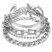 Pulseras de cadena en capas delicadas chapadas en oro de 14 quilates, brazalete bonito ajustable, conjunto de pulseras de eslabones