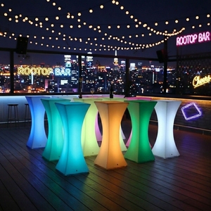 Bar/table en acrylique transparent avec éclairage LED, mobilier commercial moderne en plastique transparent - Product Image 3