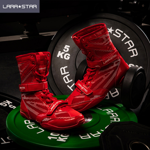 LS0099 stivali da boxe da palestra per allenamento professionale in pelle lunga stile scarpe da boxe ad alta caviglia - Product Image 3
