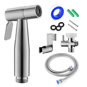 PINEBAY spazzolato nichel 304 acciaio inossidabile Set Bidet per WC portatile rubinetto e spruzzatore orizzontale bagno tipo a spruzzo