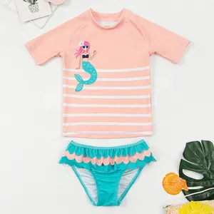 2023 short sleeve two pieces Mermaid Bathing Suit baby girl swimsuits beach wear Kids Swimwear