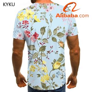 メンズマッスルTシャツメンズ腹部マッスルシャツプリントフラワーTシャツ3D原宿Tシャツプリント半袖スポーツウェア - Product Image 3
