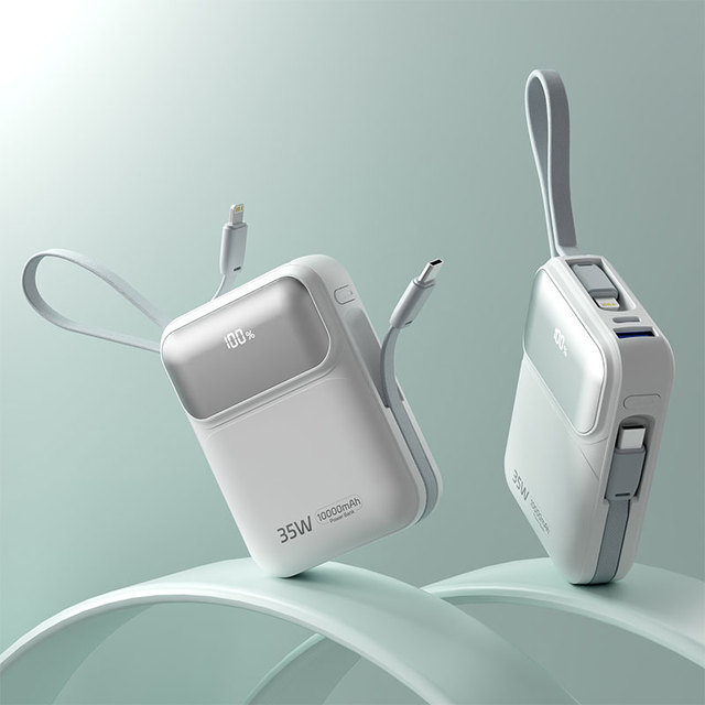 Hot Sale Portable 10000mAh Power Bank with 22.5W/35W Super Fast Charging,Built-in Cables, Slim Design Logo Printing