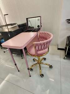 Internet-Famous Portable Makeup Rolling Case Fashionable Stone Nail Salon Tool Box Portable Dressing Desk Manicure <b>Table</b> - Product Image 5