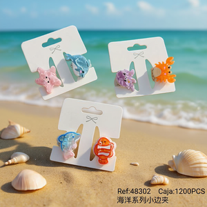 Fermagli per Capelli a Forma di Animali Marini 5,5cm in Plastica, Accessori per Bambini, Uso Quotidiano, Alta Qualità, Confezione in Cartone - Product Image 3