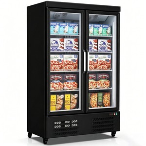 Congelador bajo mostrador duradero con dos puertas de vidrio, equipo de refrigeración comercial para alimentos congelados, uso en heladerías. - Product Image 2