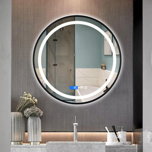 Espejo de Baño Redondo con Marco Negro y Retroiluminación LED, Antivaho, Control Táctil, para Proyectos Hoteleros, Venta al Por Mayor de Fábrica, Pedidos al Por Mayor - Product Image 1